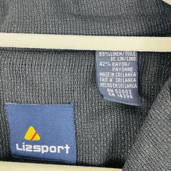 🍒 Vtg Liz Claiborne Sport Linen Blend Sheer Safari Button Up Down Sexy‎ Small - Picture 4 of 6